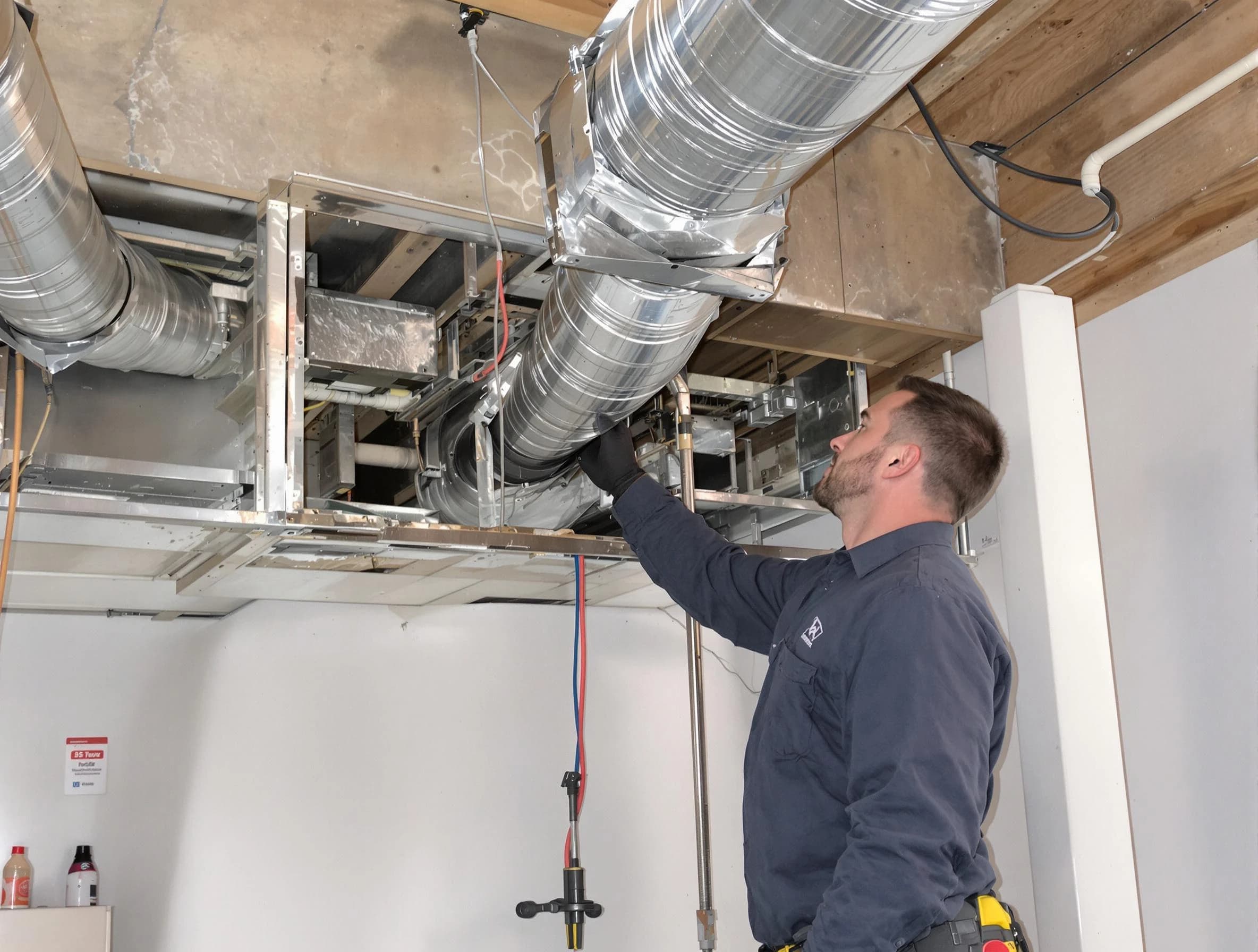 Senoia Air Duct Cleaning technician performing professional air duct repair using specialized tools in Senoia