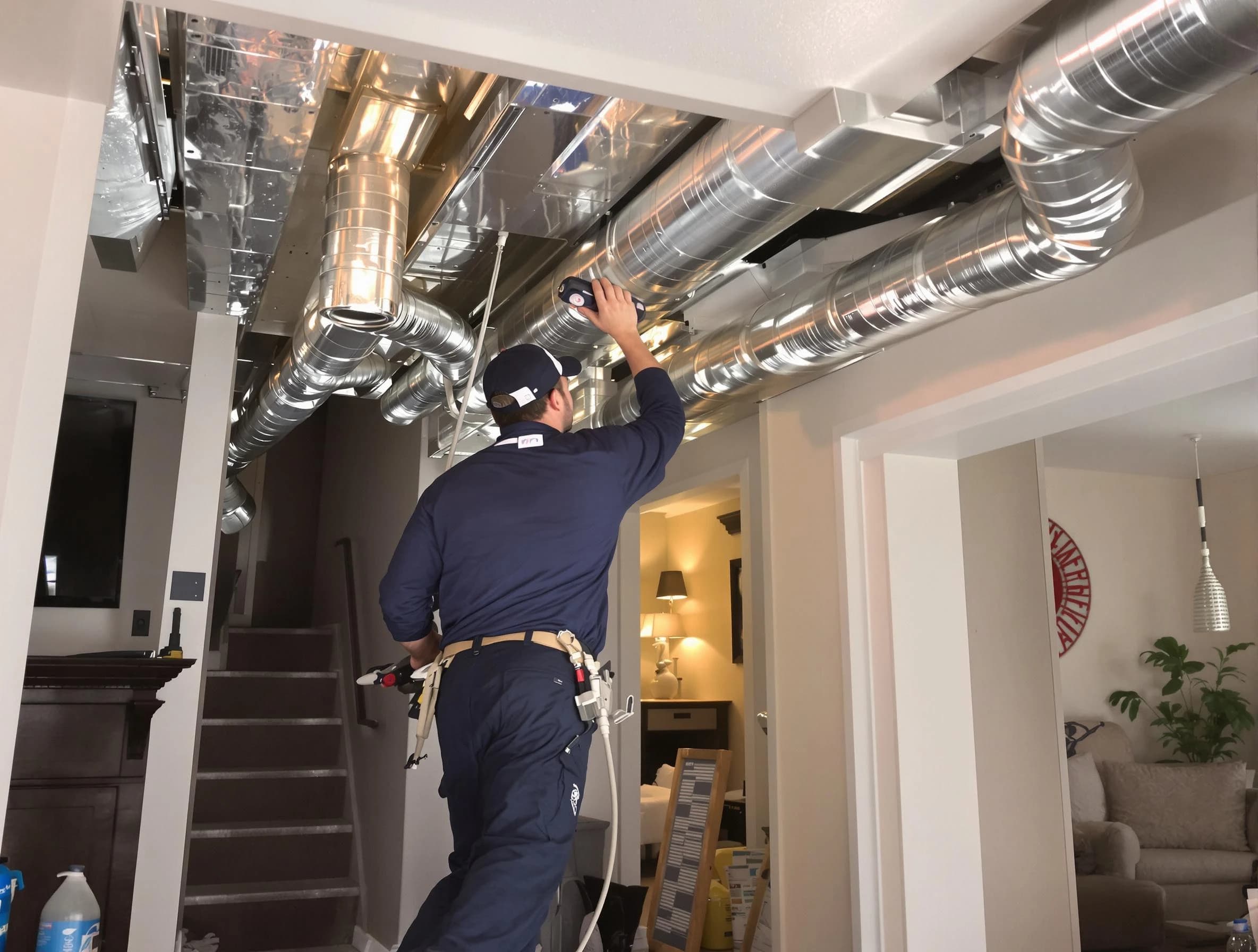 Senoia Air Duct Cleaning expert performing specialized duct cleaning in a mobile home in Senoia